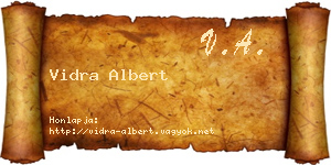 Vidra Albert névjegykártya